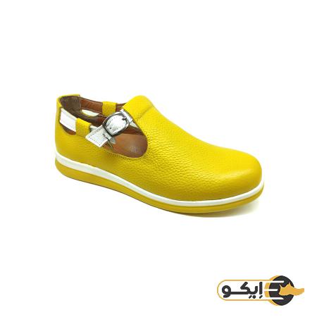 خرید کفش چرم زنانه تابستانی زرد